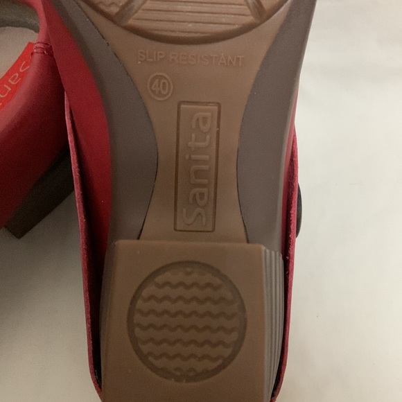Stylish Slip On Red Leather Sanita Clogs - Picture 5 of 5